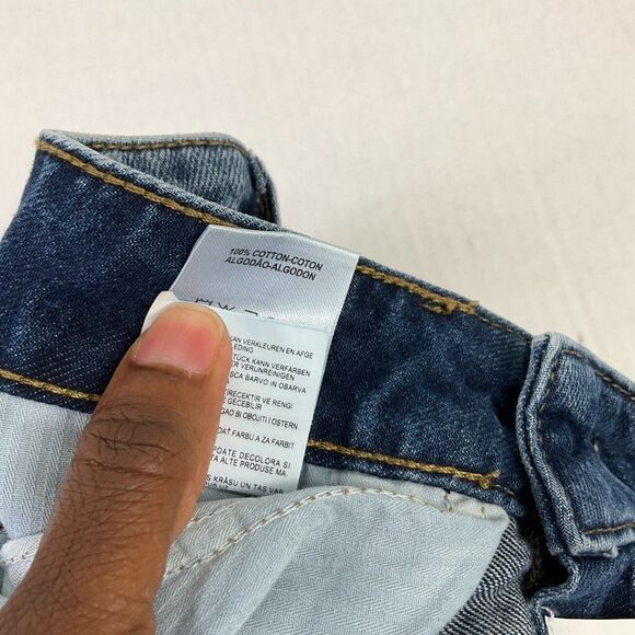 DL1961 Womens Cotton Denim Mini Skirt Blue Distressed Frayed Hem Pockets Size 26 - Picture 9 of 11